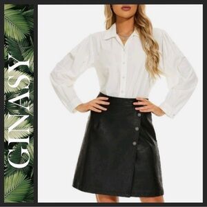 NWOT Faux Leather Black A-Line Skirt